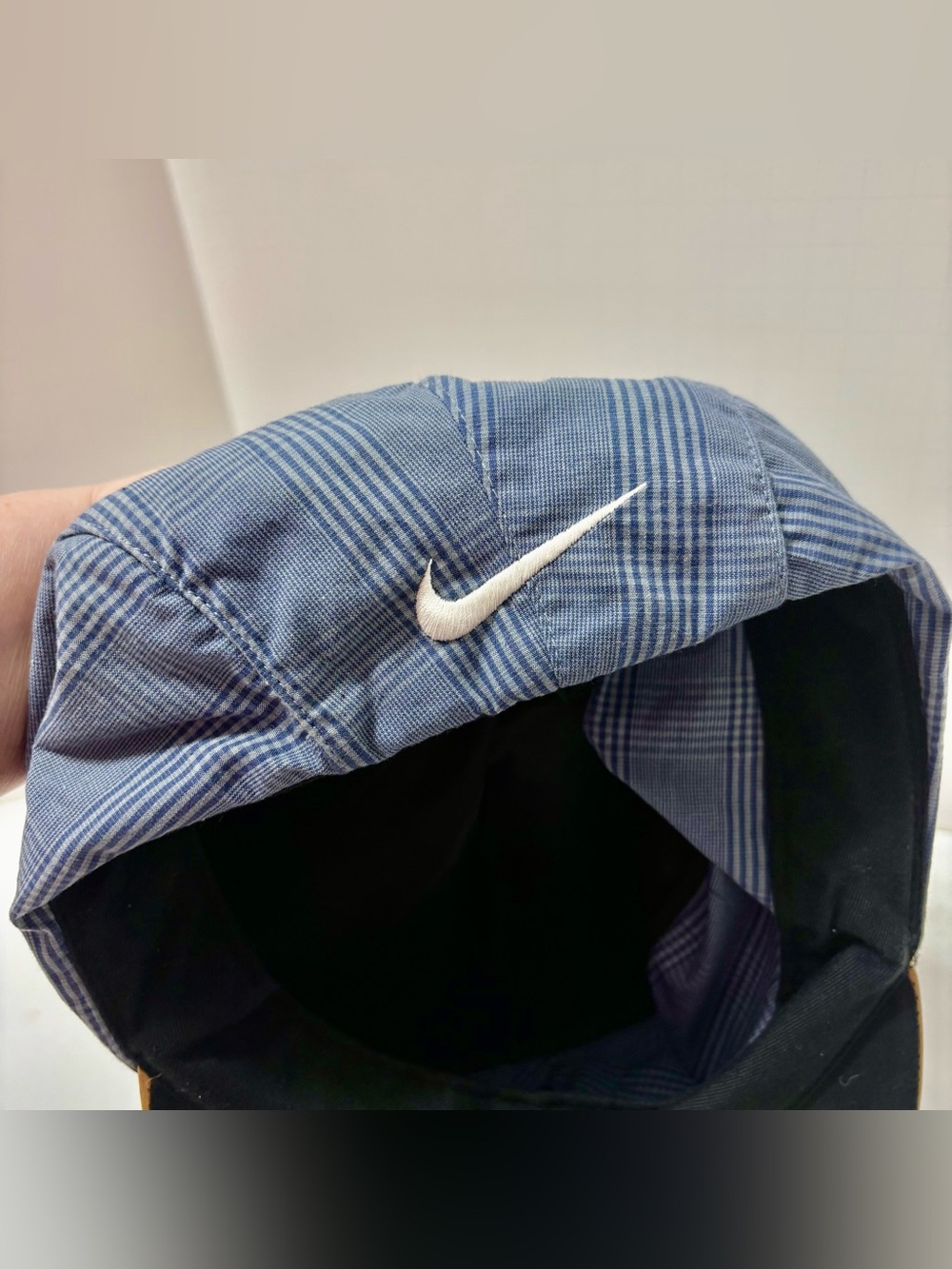 Nike Light Blue Plaid Bucket Hat with White Swoosh